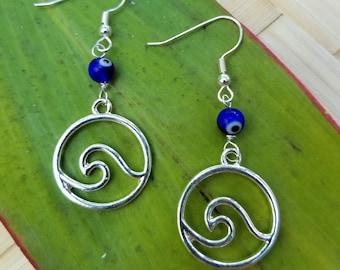 Turkish evil eye wave earrings