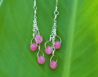 Pink tourmaline and sterling silver earrings