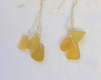 genuine Maui seaglass waterfall earrings
