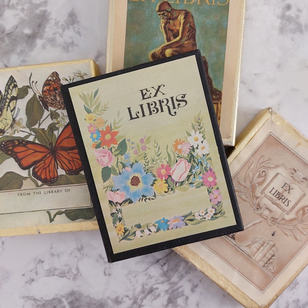 Vintage Antioch Bookplates - Pack of 5 | Choose Your Design | The Thinker | Butterflies | Ex Libris | Florals