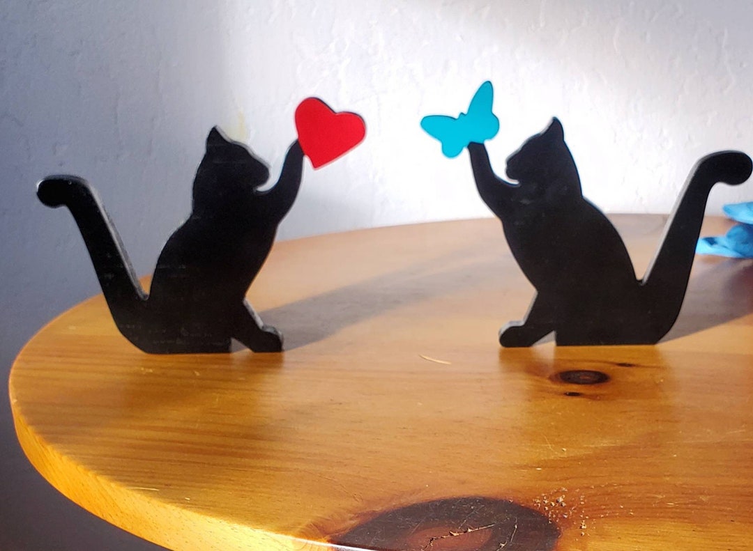Cat Home Decor Wreath Decor Heart Cat Valentine Cat Love Cat Butterfly