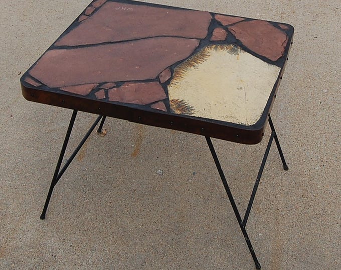 Natural stone table featuring German dendritic limestone 23" x 19" x 19" tall