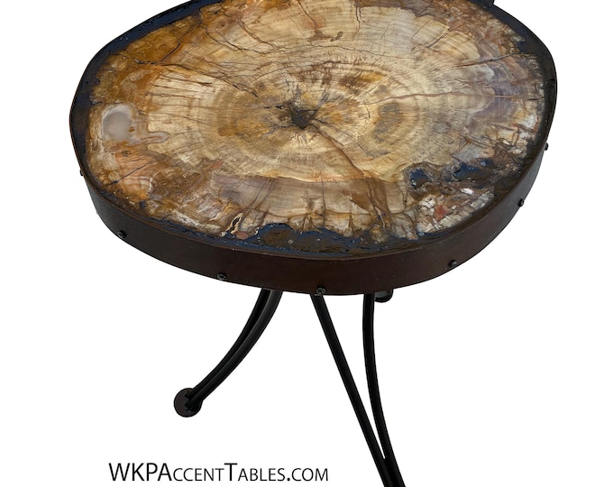 Petrified wood accent table: 14" x 17" x 23" tall