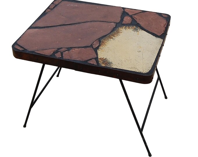 Natural stone table featuring German dendritic limestone 23" x 19" x 19" tall