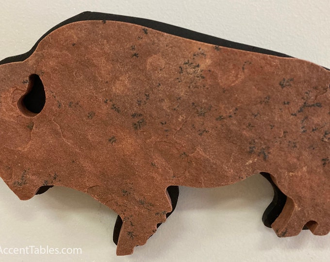 Buffalo Chip 158: A natural stone Buffalo plaque ( wall hang )