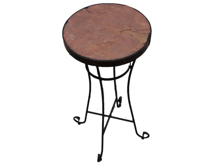 Sandstone Bar 154: A 43" tall 20 1/2" diameter stone topped folk art bar table