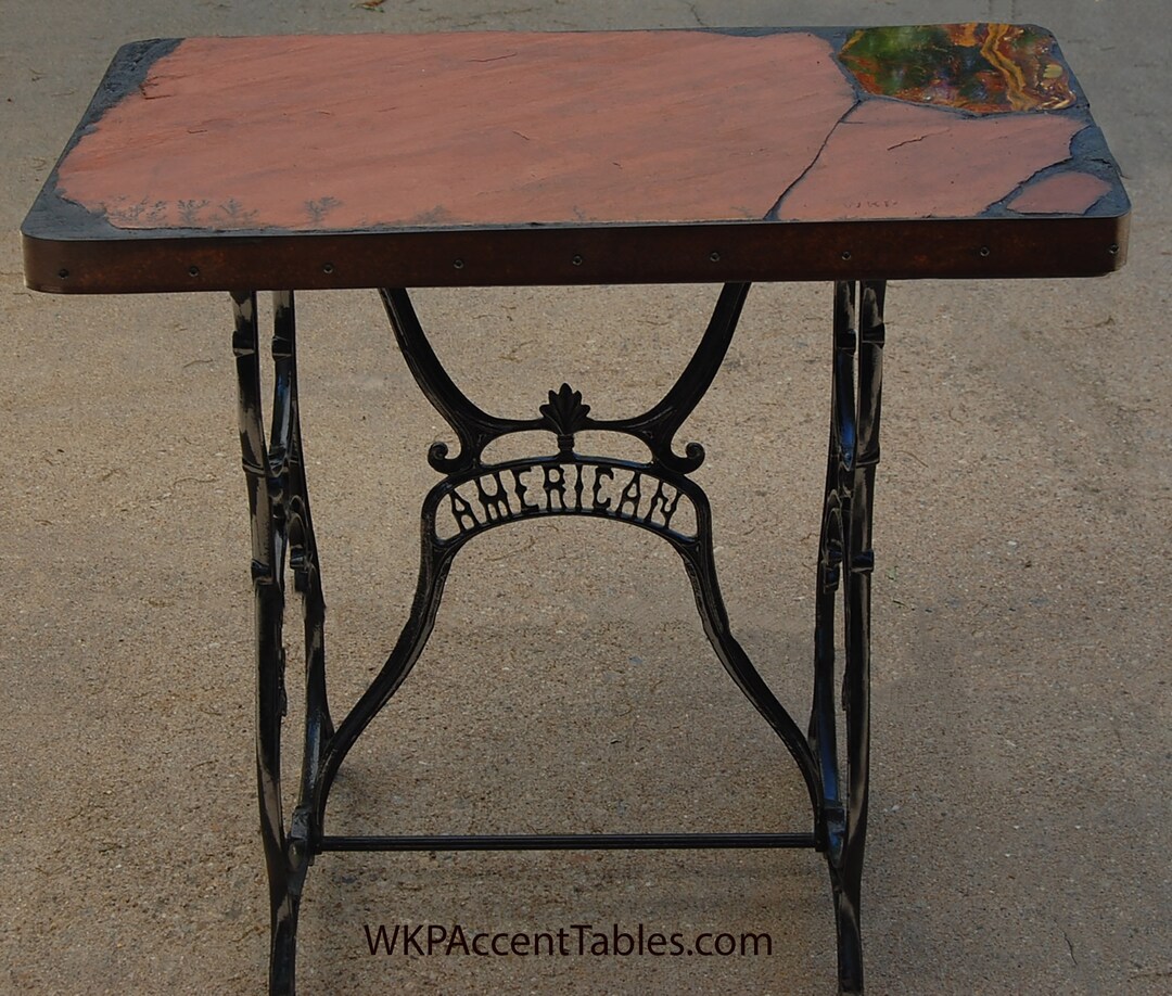 Antique Cast Iron Sewing Machine Base With Natural Sandstone Etsy