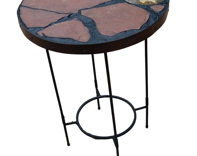 Septarian Nodule: A 21 1/2 diameter x 30" tall natural stone topped accent table