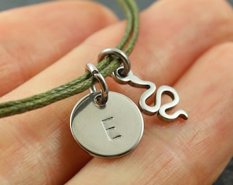 Handmade friendship bracelets snake bracelet engraving stainless steel minimal vegan personalized gift