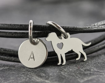 Bracelet necklace dog stainless steel brass leather