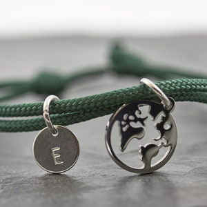 Bracelet world travel engraving sailing rope vegan friendship bracelet small personalized gift jewellery image 1