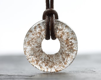 Ash jewelry pendant memorial jewelry Circle Ash brown - memory of deceased pet - urn - glass