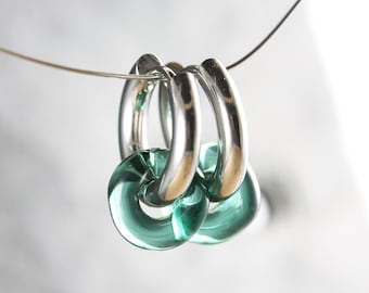 Earrings Organic Circle malachit green