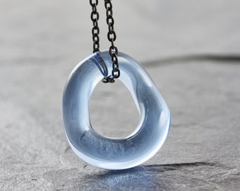 Birthday gift Kette Organic Summer Circle blau Borosilikatglas Geschenk