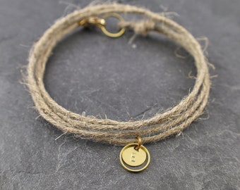 Bracelet Hemp Engraving Circle mini personalized Best Friend Gift personalized jewelry Bracelet Ladies Girlfriend personalized gifts