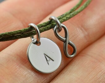 Infinity stainless steel bracelet engraving minimal vegan personalized gift