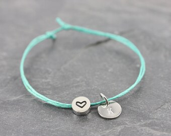 jewelry gift Bracelet heart cotton band stainless steel engraving rattle glass personalized gift