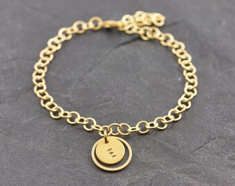Link Chain Bracelet Circle Engraving personalized gift gift for her with small card