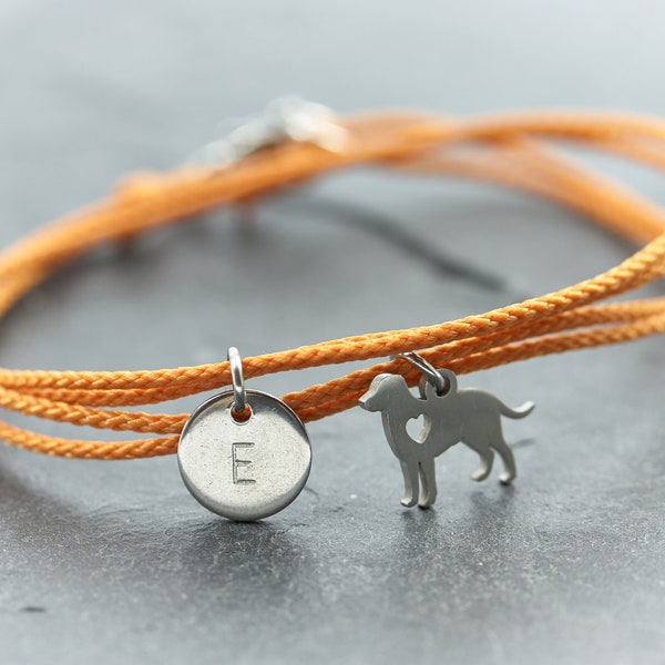 gift for dog birthday gift Armband Hund Edelstahl orange Gravur vegan Freundschaftsamband personalisiertes Geschenk Wickelarmband