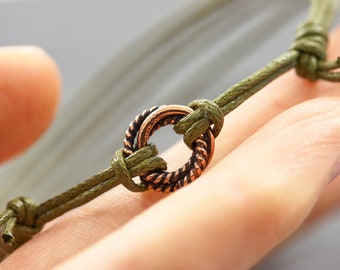 Bracelet Circle copper green minimal vegan friendship bracelet
