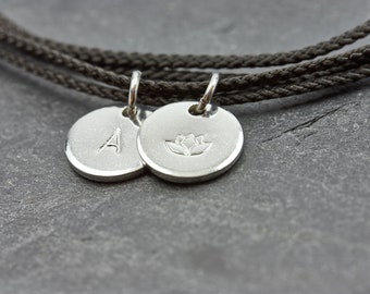 Armband Buchstabe Lotus Wickelarmband Segeltau Gravur Freundschaftsamband kleines personalisiertes Geschenk