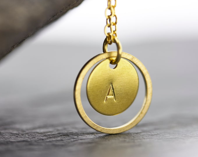 Featured listing image: Necklace Engraving Dot Circle brass - personalized necklaces