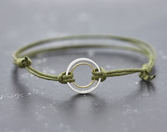 Bracelet Circle Bicolor green minimal vegan friendship bracelet matching friend jewelry gift statement
