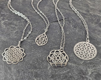 mothers day gift necklace yoga mandala stainless steel - short necklaces gift idea girlfriend