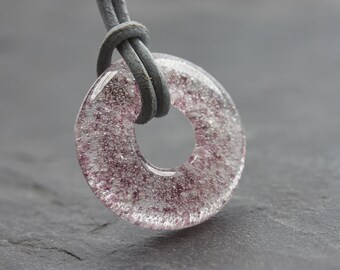 Ash Jewelry Necklace Circle Ashes Violet - Memorial of Deceased Pet - Urn - Glass