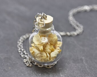 Real jasmine ball chain heart love - with real flowers necklaces jewellery