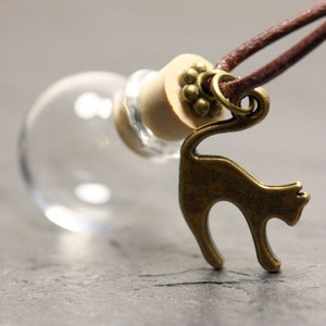 Wish ball cat leather cord chain self-fillable pet hair jewelry personalized necklaces KLAPPERGLAS