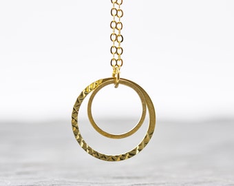 Necklace Circle Brass Reversible Chain Geometry Valentines Day Gift Necklaces Women Christmas Gifts Girlfriend