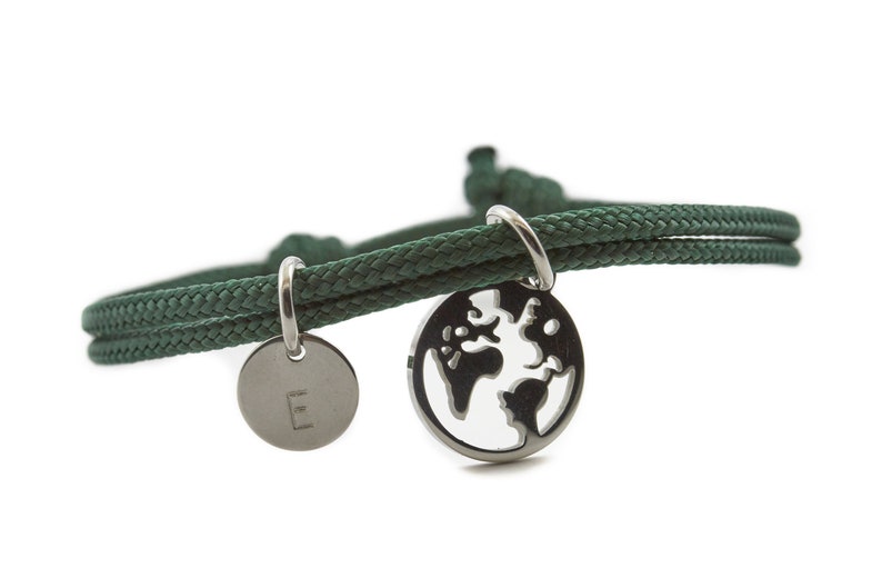 Bracelet world travel engraving sailing rope vegan friendship bracelet small personalized gift jewellery image 2