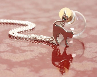 Wishing ball cat silver - pendant self-fillable personalized gift animal hair jewelry
