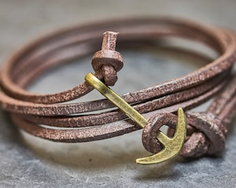 Gift for him and her Handmade jewelry Gifts for him Anchor bracelet unisex brown