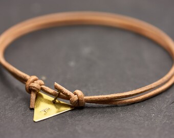 Girlfriends Gift Nude Triangle Letter Engraving Bracelet - Leather Personalized Jewelry Gift Idea