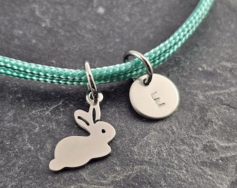 Easter personalized gift Armband Kaninchen Hase personalisiertes Geschenk Segeltau Edelstahl Gravur