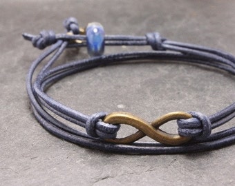 Little Stars Eternity blau Lederarmband