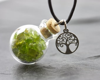 Necklace with real stones in glass – Handmade necklace – Jewelry with natural stones – Gift idea for women