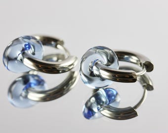 Earrings Organic Circle light blue