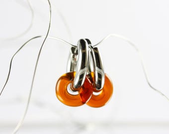 Earrings Organic Circle dark orange