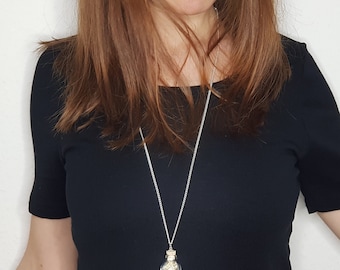 dandelion necklace silver long