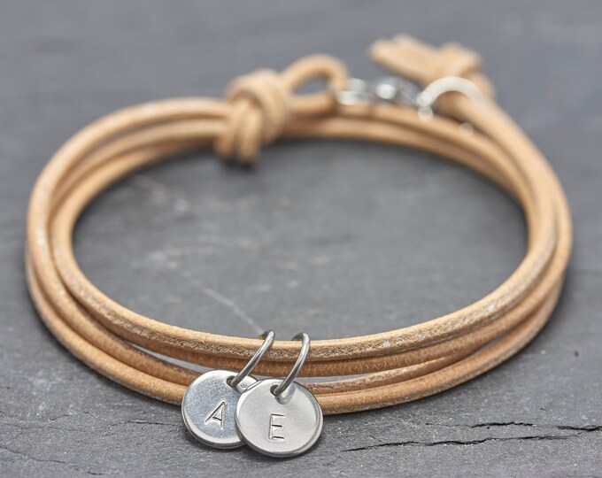Featured listing image: Wrap Bracelet Nude Stainless Steel Dot II Engraved Friendship Bracelet Personalized Gift Bracelet Women Handmade Jewelry