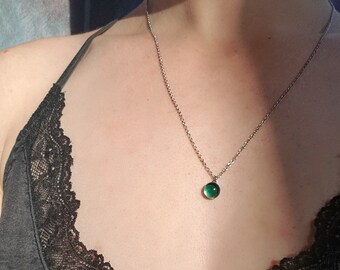 charm necklace chain dot glass turquoise green - short necklaces gift idea girlfriend KLAPPERGLAS