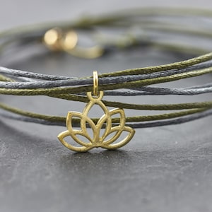 mothers day gift Lotus Bracelet Yoga Meditation Gift Wrap Bracelet Summer Blossom Cotton Brass Vegan - Women