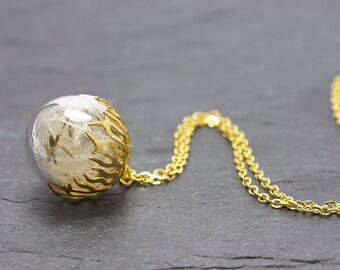 dandelion necklace golden tribal long
