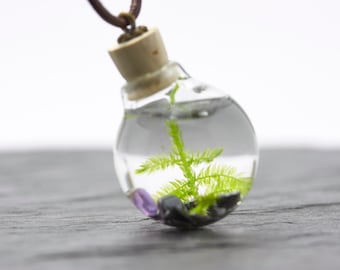 Underwater world moss hematite amethyst real aquatic plant necklace aquarium jewelry craft kits