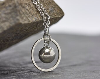 Chain Circle Ball Stainless Steel Ring Celestial