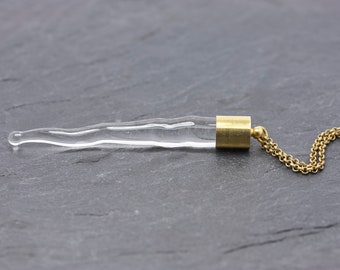 Icicle necklace glass brass winter