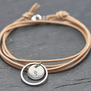 LederArmband Gravur Circle Edelstahl personalisiert Wickelarmband Armband Damen personalized gifts mit Karte